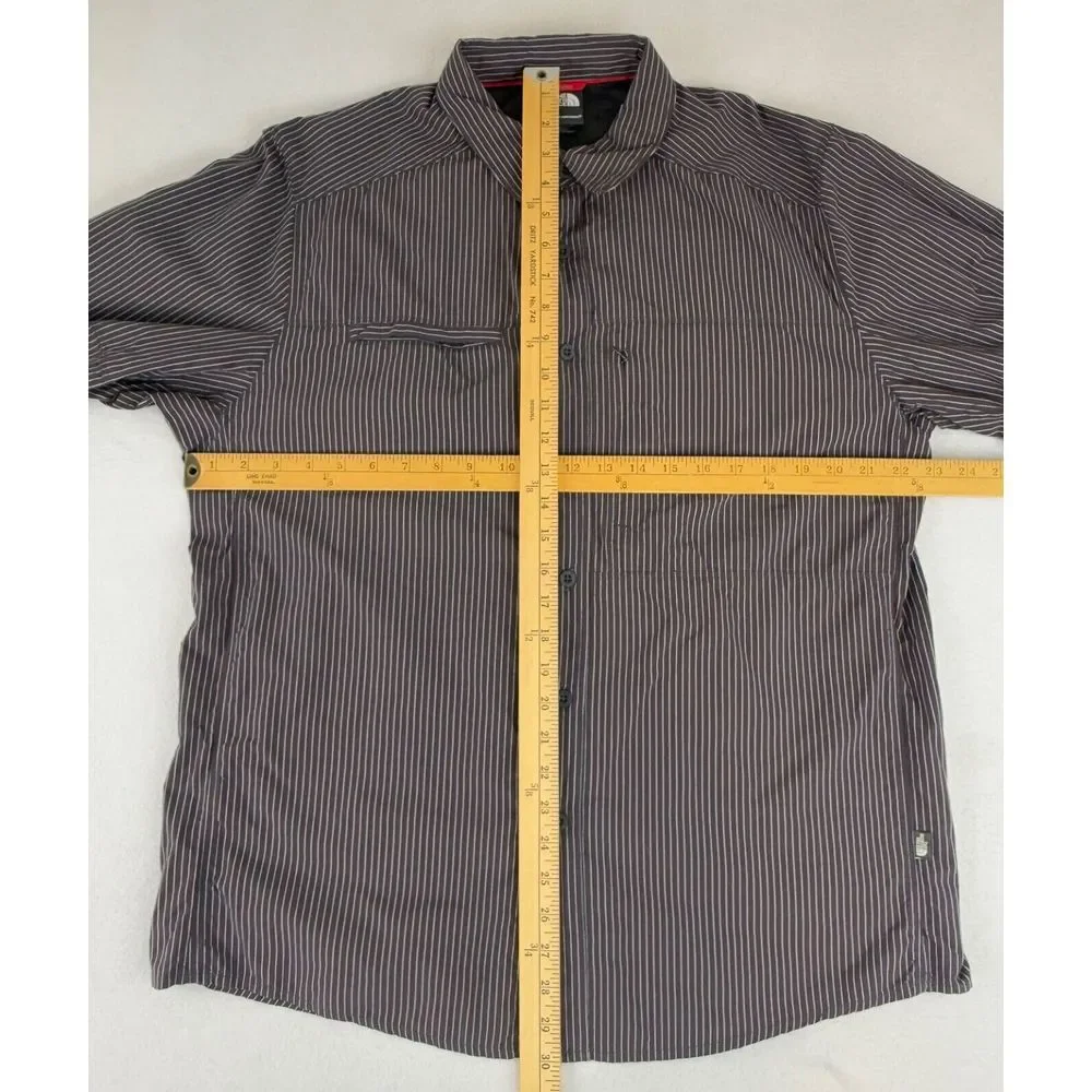 North Face‎ Tekware Shirt Large Striped Outdoors Hike Camp Gorpcore Long Sleeve